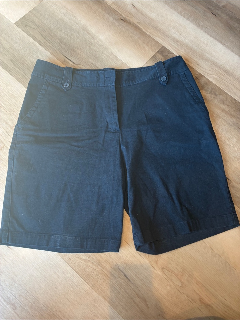 Talbots Black Bermuda Shorts with Buttoned Belt Loops